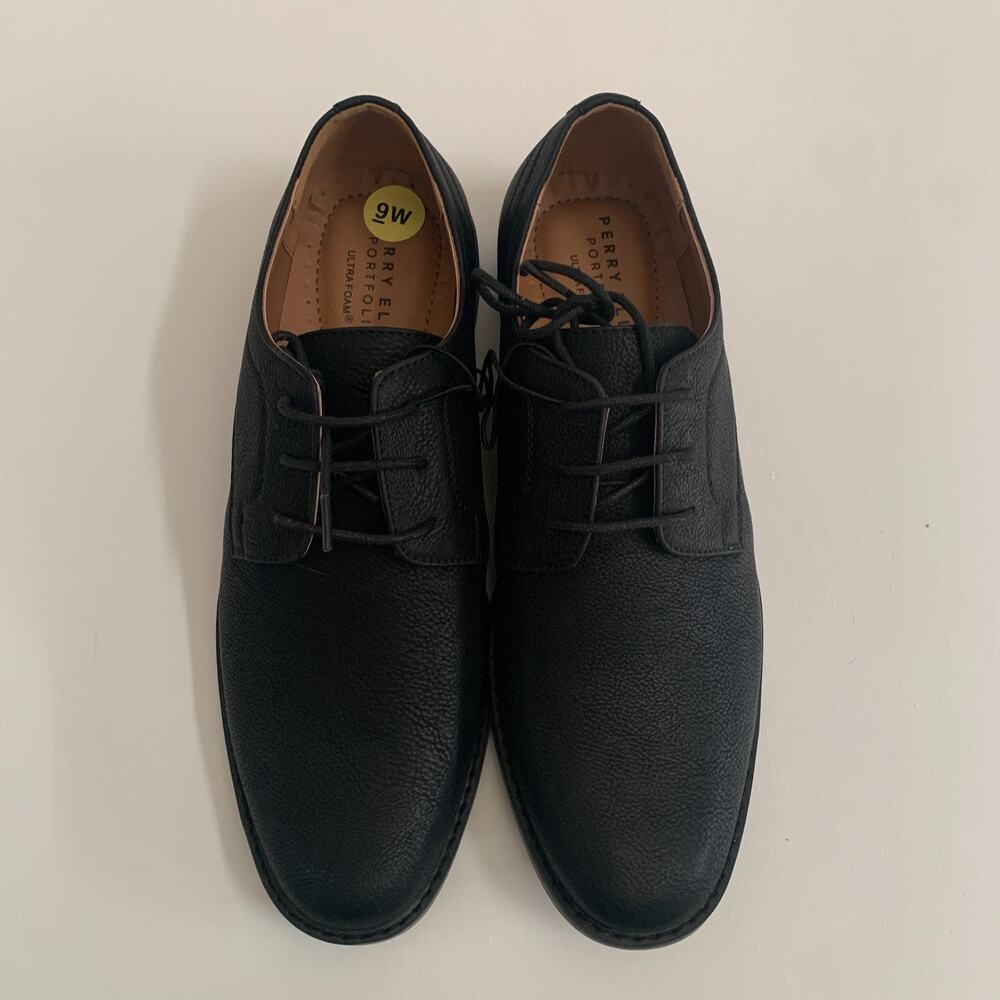 Perry Ellis Portfolio Men's Sz 9W Ultra Foam Bennett Wide Black Dress Shoes - Picture 14 of 14
